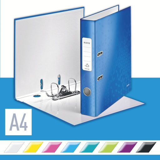 Leitz 180° WOW laminated lever arch file 50 mm blue