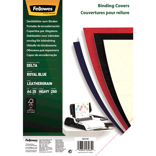 Fellowes FSC® Certified Leathergrain Covers - Royal Blue