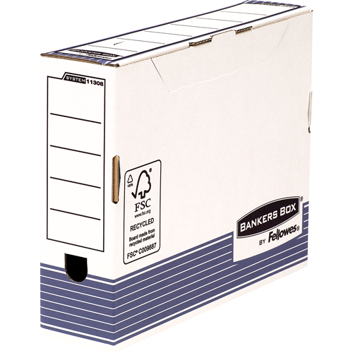 Bankers Box® System transfer file A4+ 80 mm white/blue 10 pk