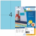 HERMA SPECIAL A4 Étiquettes couleurs 105 x 148 mm bleues papier mat 400 pcs