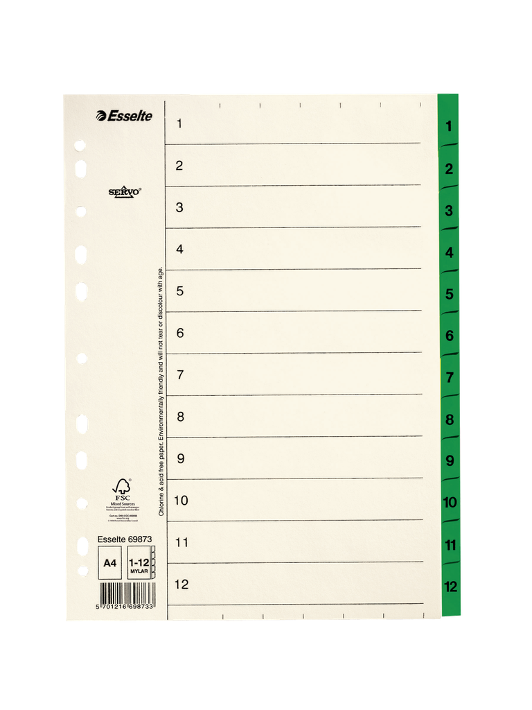 Esselte index A4 cardboard 1-12 tabs