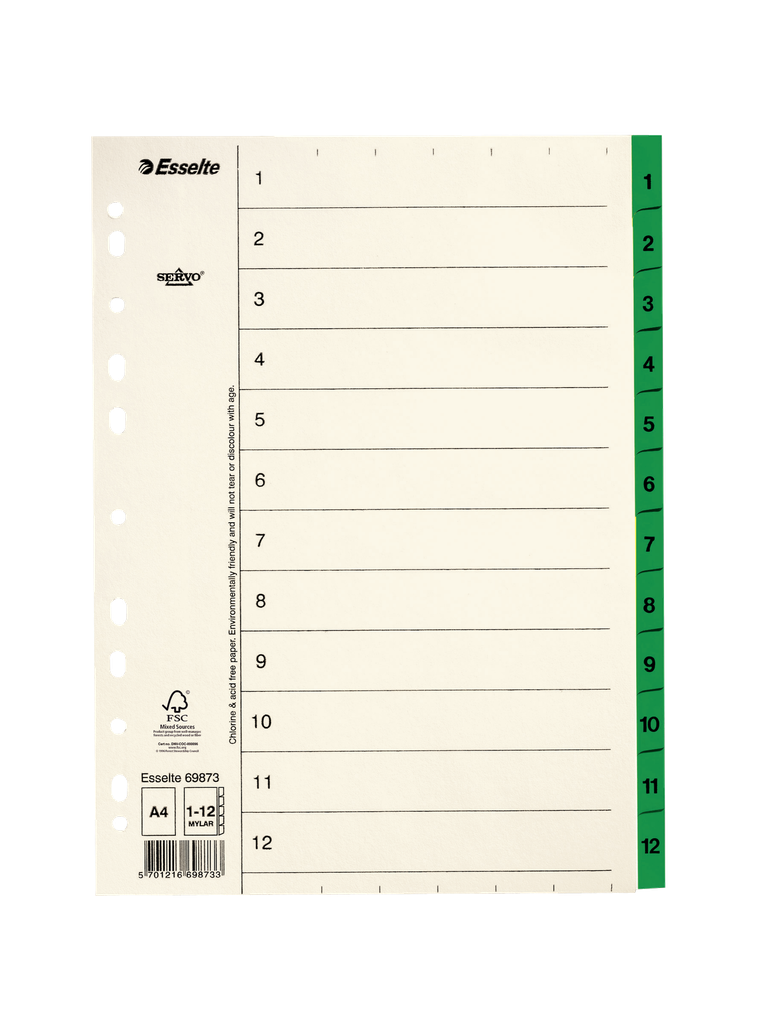 Esselte index A4 karton 1-12 tabs