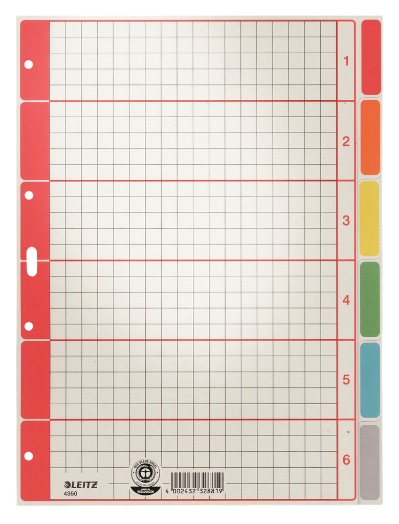 Leitz kartonnen tabblad 6 tabs A4