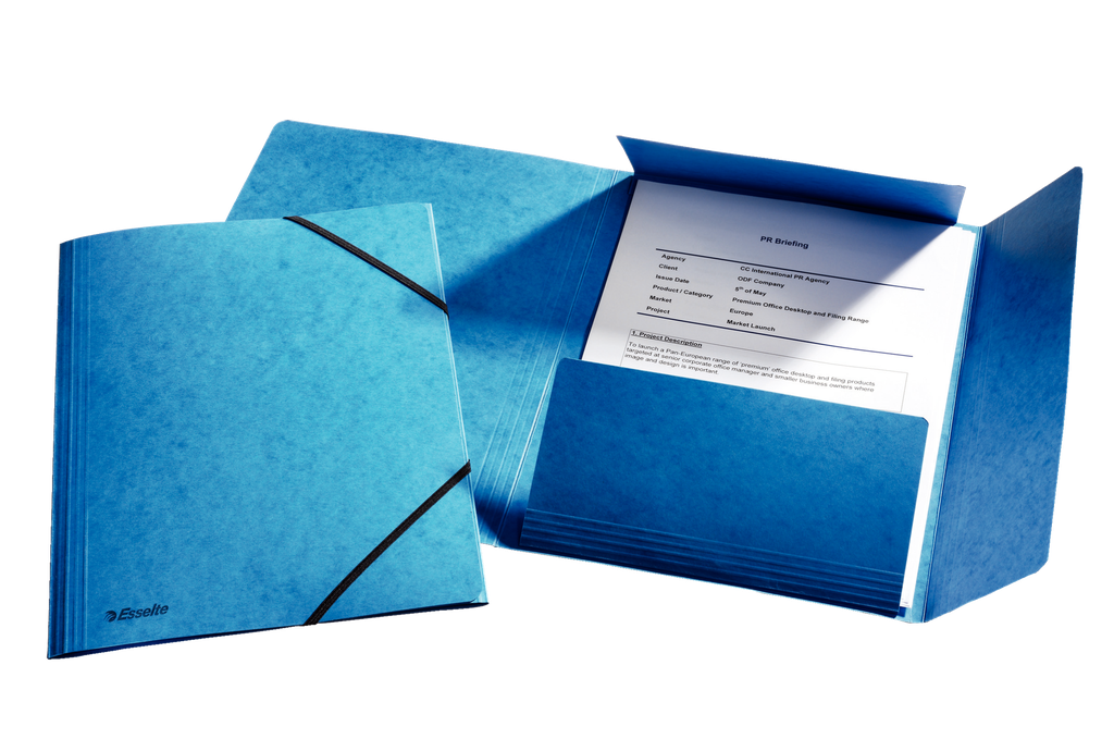 Esselte Rainbow 3-klepsmap karton blauw met elastiek