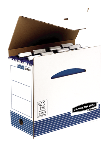 Bankers Box® System boîte d'archives pour dossiers suspendus A4 blanc/bleu