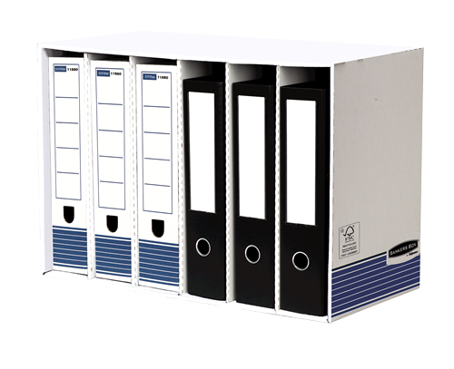 Bankers Box® System module de rangement 6 compartiments blanc/bleu