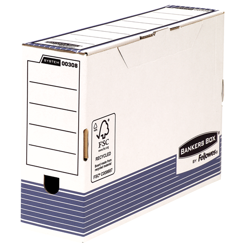 Bankers Box® System boîte d'archives folio 100 mm blanc/bleu