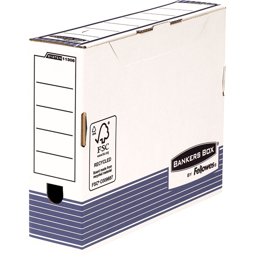 Bankers Box® System boite d’archives A4+ 80 mm blanc/bleu
