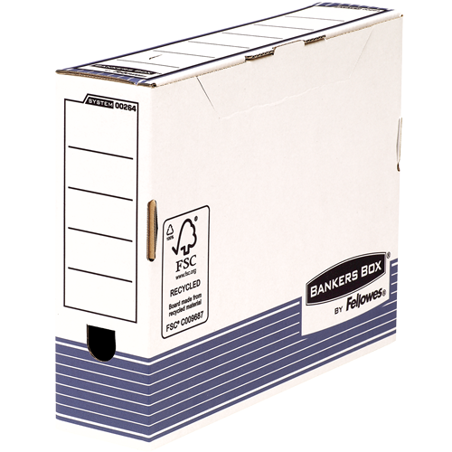 Bankers Box® System boîte d'archives A4 80 mm blanc/bleu