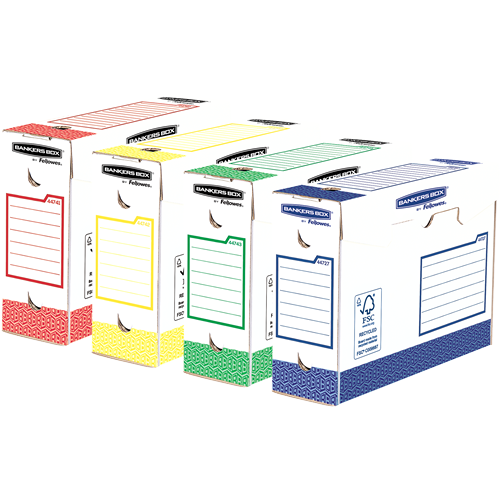 Bankers Box® Basic Heavy Duty 100 mm A4+ transfer archiefdoos assortie kleuren pk 20