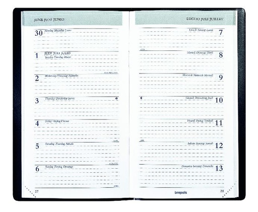 Agenda de poche Breplan 1 semaine par page, papier blanc