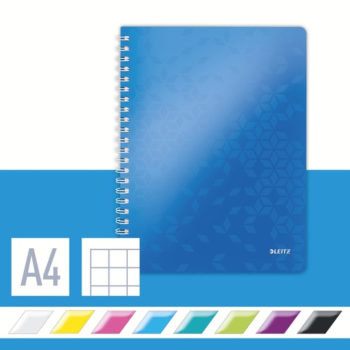 Leitz WOW Notebook A4 squared wirebound with PP cover