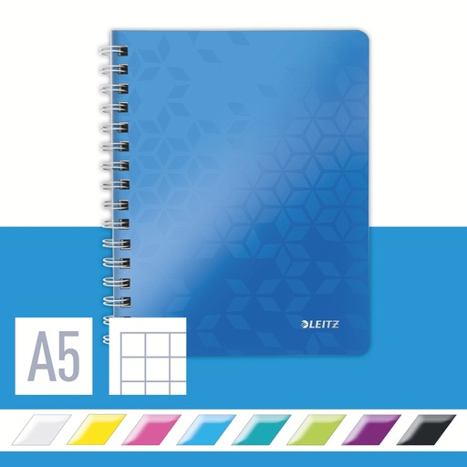 Leitz WOW Notebook A5 squared wirebound with PP cover