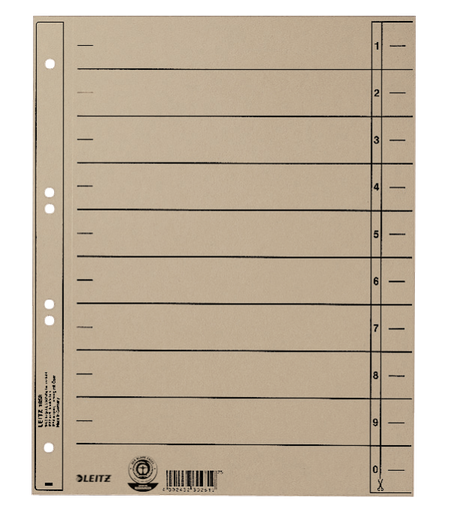 Intercalaires en carton gris 2/4 anneaux A4