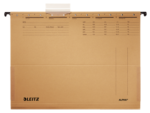 Leitz Alpha hangmap A4 natuurbruin balg aan zijkanten