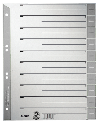 Intercalaires en carton gris 2/4 anneaux A4