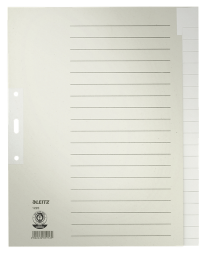 Leitz tabblad papier grijs A4 20 blanco tabs