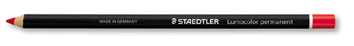 STAEDTLER Lumocolor pencil permanent glasochrom dry marker red