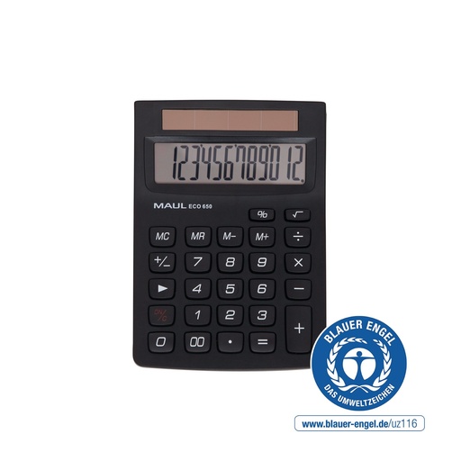 Calculatrice de bureau MAUL ECO 650, 12 chiffres